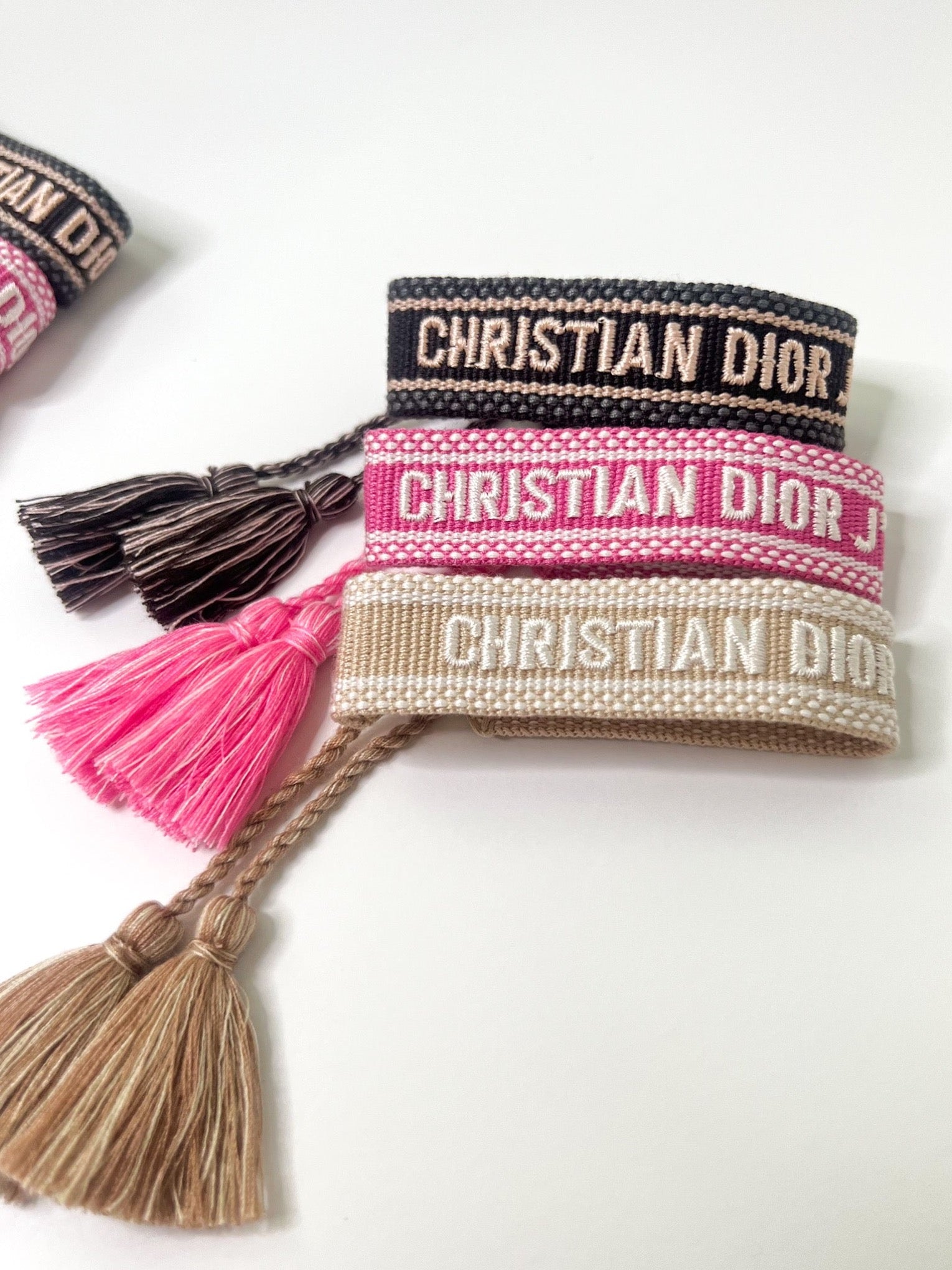 Christian Dior Woven Cotton J'Adior Friendship Bracelet Navy Blue Logo  Tassel | eBay